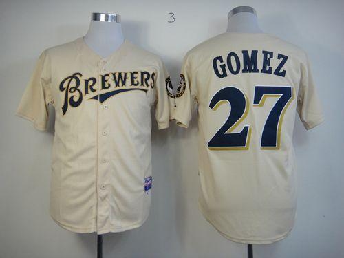Carlos Gomez Milwaukee Brewers cream jersey