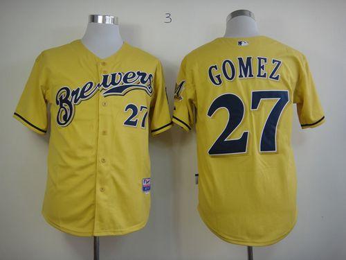 Carlos Gomez Milwaukee Brewers yellow Alternate jersey