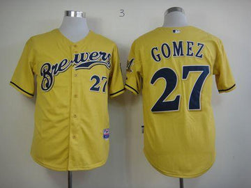 Carlos Gomez Milwaukee Brewers yellow Alternate jersey