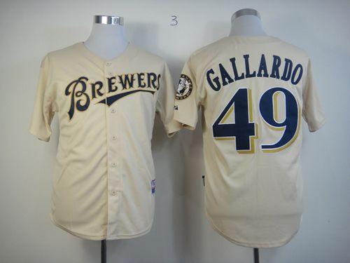 Yovani Gallardo Milwaukee Brewers cream jersey