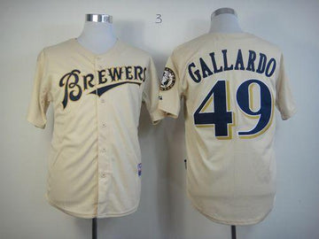 Yovani Gallardo Milwaukee Brewers cream jersey