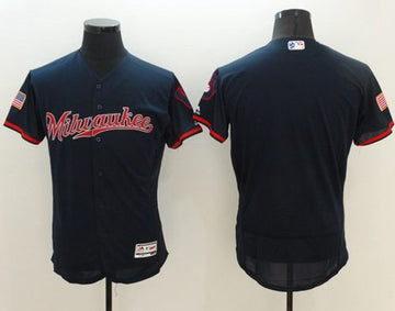 Custom Milwaukee Brewers navy Fashion jersey