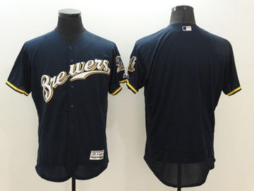 Custom Milwaukee Brewers navy Authentic jersey