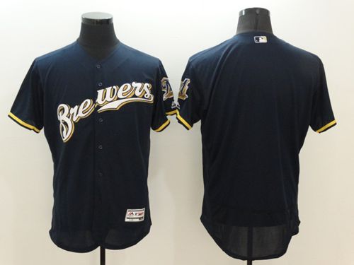 Custom Milwaukee Brewers navy Authentic jersey