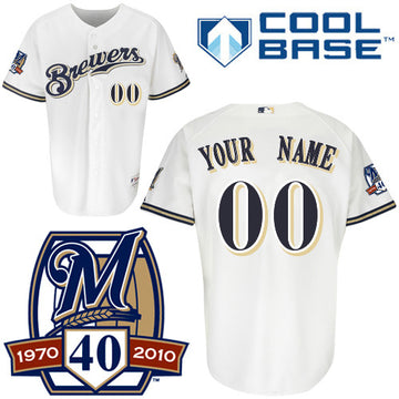Custom Milwaukee Brewers white Authentic jersey
