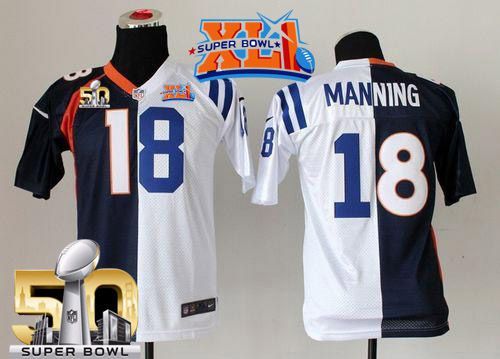 Peyton Manning Denver Broncos blue-white Elite jersey