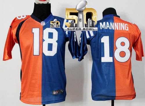 Peyton Manning Denver Broncos orange-blue Elite jersey