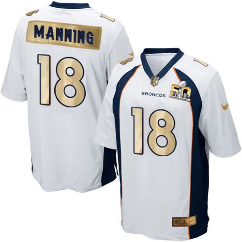 Peyton Manning Denver Broncos white Game jersey