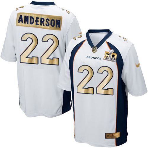 CJ Anderson Denver Broncos white Game jersey