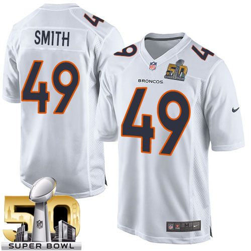 Dennis Smith Denver Broncos white Game jersey