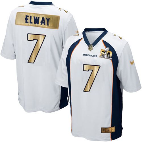 John Elway Denver Broncos white Game jersey