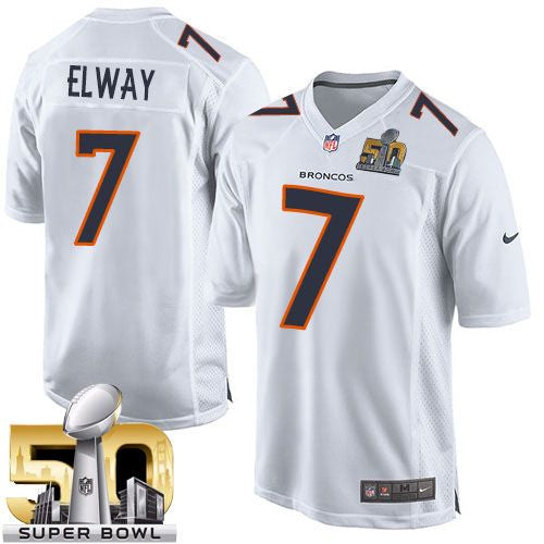 John Elway Denver Broncos white Game jersey