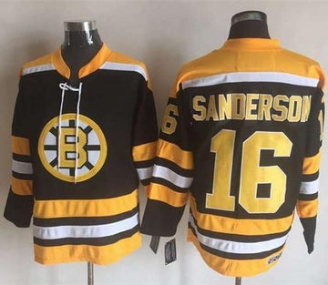 Derek Sanderson Boston Bruins black-yellow Throwback jersey