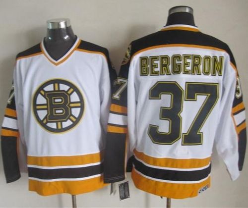 Patrice Bergeron Boston Bruins white-black Throwback jersey