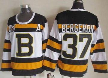 Patrice Bergeron Boston Bruins white Throwback jersey