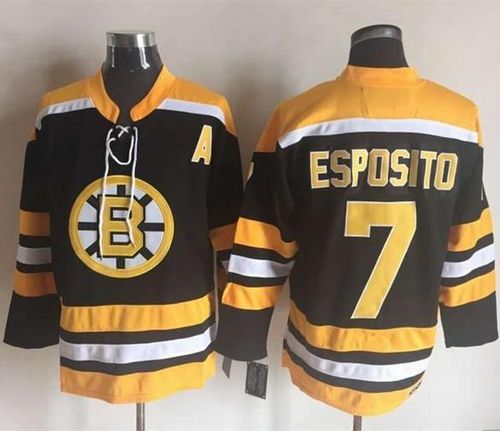 Phil Esposito Boston Bruins black-yellow Throwback jersey
