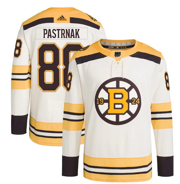 David Pastrnak Boston Bruins cream jersey