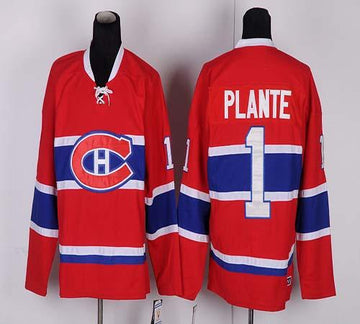 Jacques Plante Montreal Canadiens red Throwback jersey