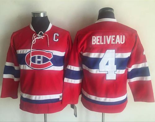 Jean Beliveau Montreal Canadiens red Throwback jersey