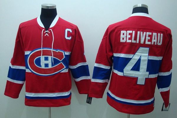 Jean Beliveau Montreal Canadiens red Throwback jersey