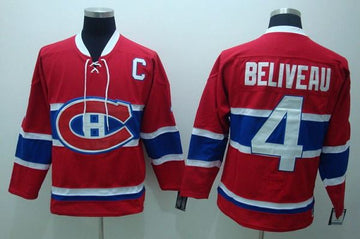 Jean Beliveau Montreal Canadiens red Throwback jersey