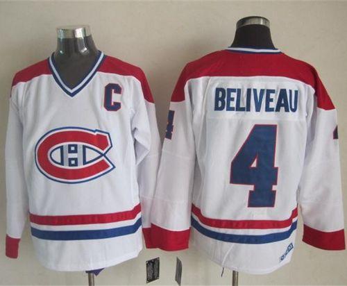 Jean Beliveau Montreal Canadiens white Throwback jersey