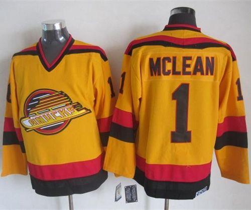 Kirk Mclean Vancouver Canucks gold Throwback jersey