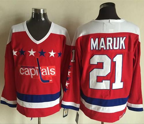 Dennis Maruk Washington Capitals red Throwback jersey