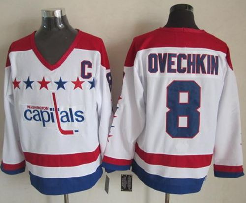 Alex Ovechkin Washington Capitals white Throwback jersey