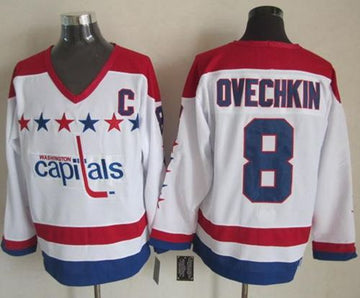 Alex Ovechkin Washington Capitals white Throwback jersey