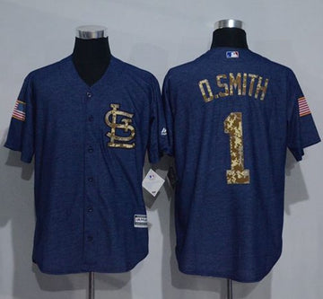 Ozzie Smith Denim St. Louis Cardinals blue Salute To Service jersey