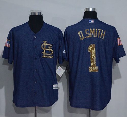 Ozzie Smith Denim St. Louis Cardinals blue Salute To Service jersey
