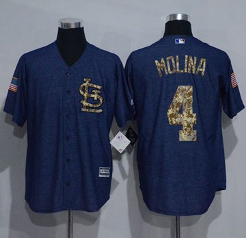 Yadier Molina Denim St. Louis Cardinals blue Salute To Service jersey