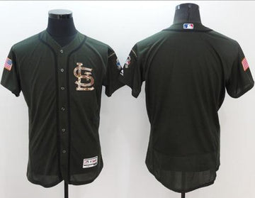 Custom St. Louis Cardinals green Salute To Service jersey
