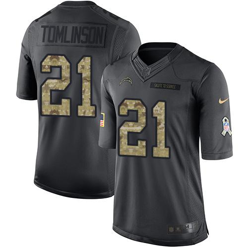 LaDainian Tomlinson Los Angeles Chargers black Salute To Service jersey