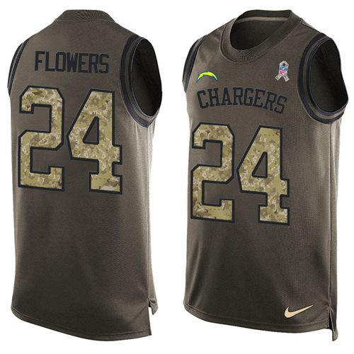 Brandon Flowers Los Angeles Chargers green Salute To Service jersey