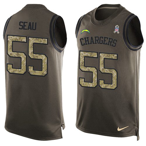 Junior Seau Los Angeles Chargers green Salute To Service jersey