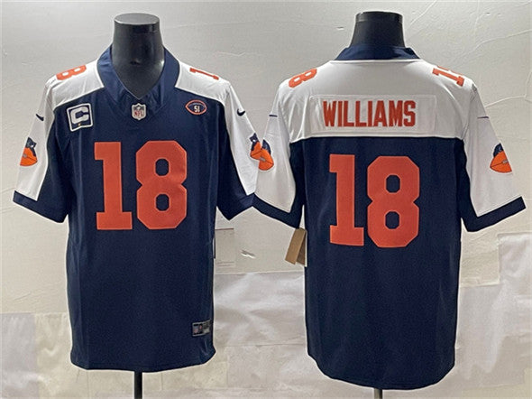 Caleb Williams Chicago Bears navy-white Throwback jersey
