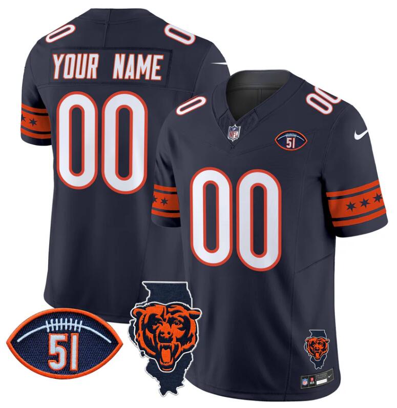 Custom Chicago Bears navy jersey