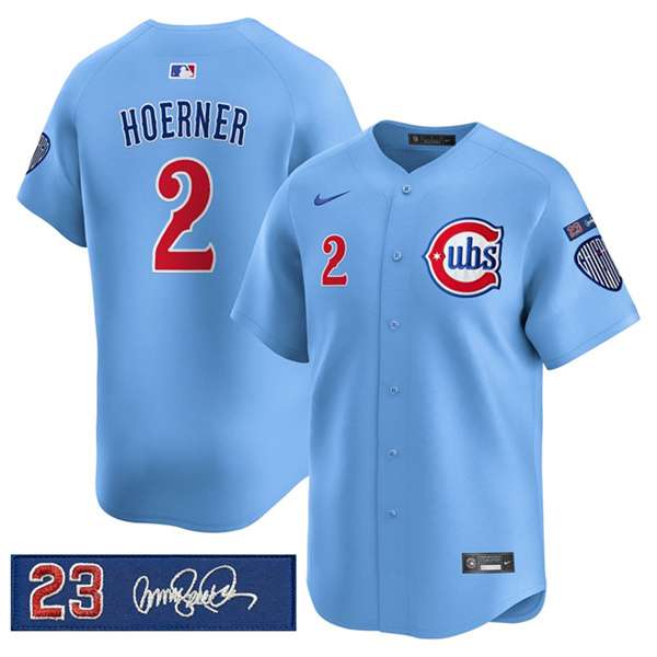 Nico Hoerner Chicago Cubs blue jersey