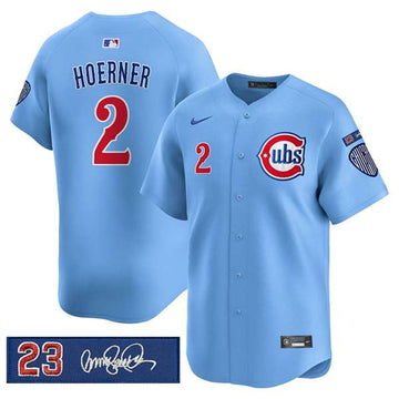 Nico Hoerner Chicago Cubs blue jersey