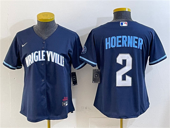 Nico Hoerner Chicago Cubs navy City Connect jersey