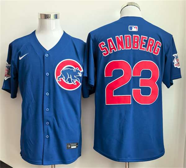 Ryne Sandberg Chicago Cubs royal jersey