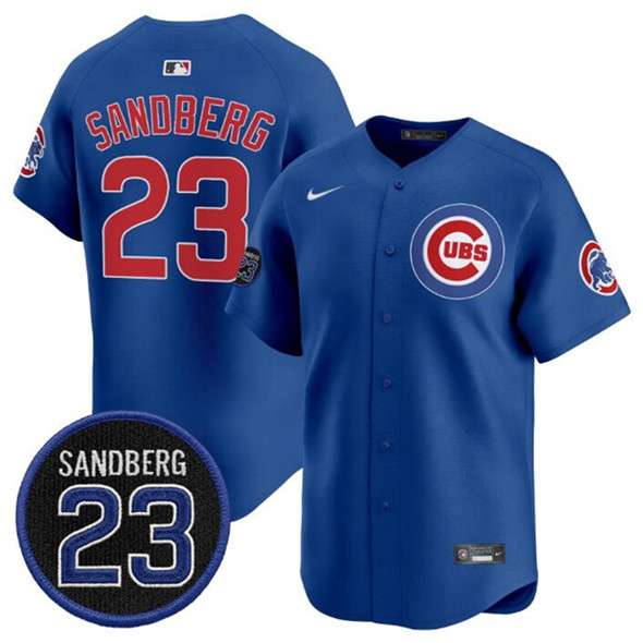 Ryne Sandberg Chicago Cubs royal jersey