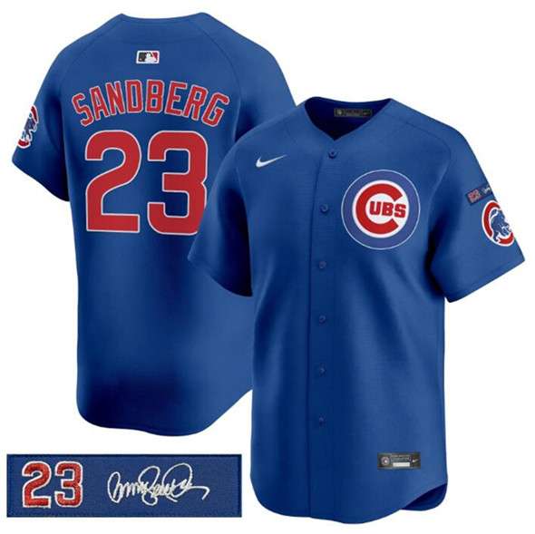 Ryne Sandberg Chicago Cubs royal jersey