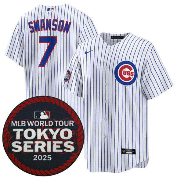 Dansby Swanson Chicago Cubs white Home jersey