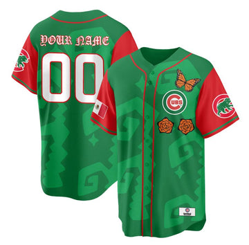 Custom Chicago Cubs green-red Heritage jersey