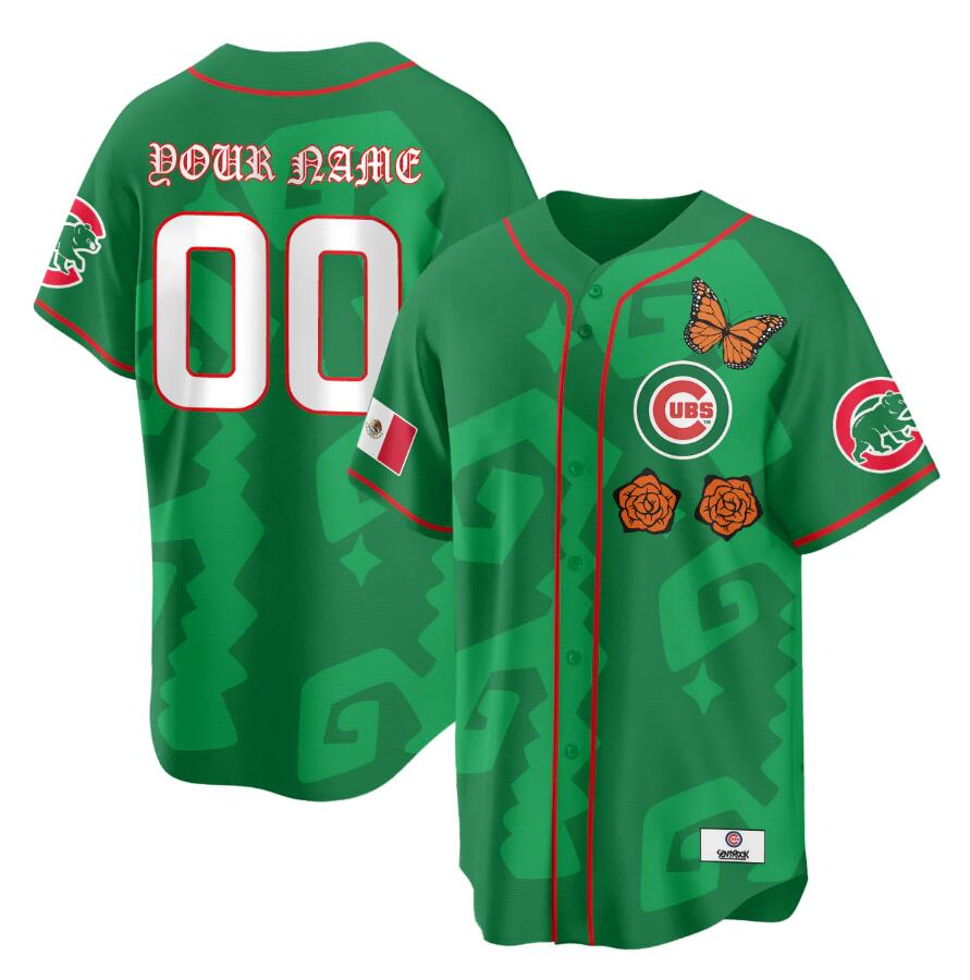 Custom Chicago Cubs green Heritage jersey