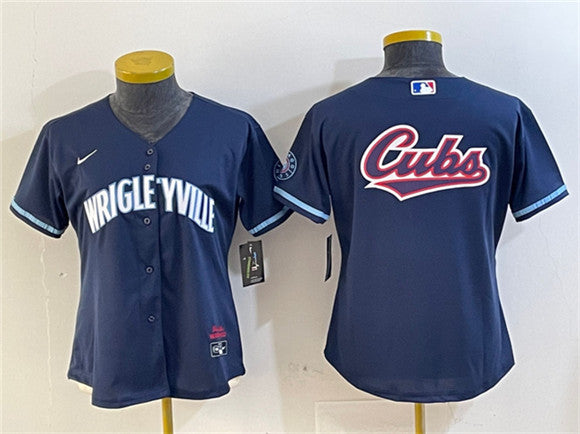 Big Logo Chicago Cubs navy City Connect jersey