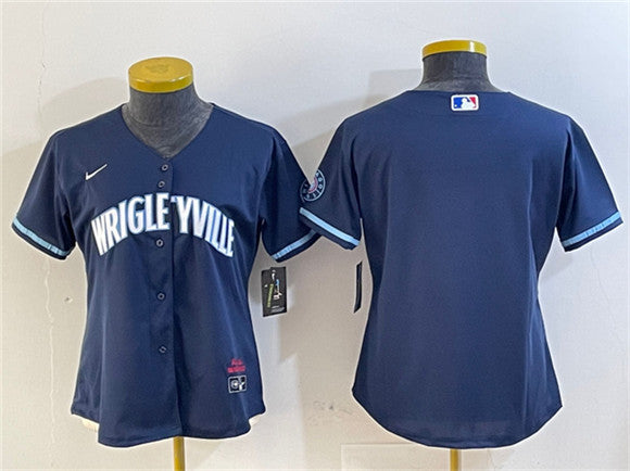 Custom Chicago Cubs navy City Connect jersey